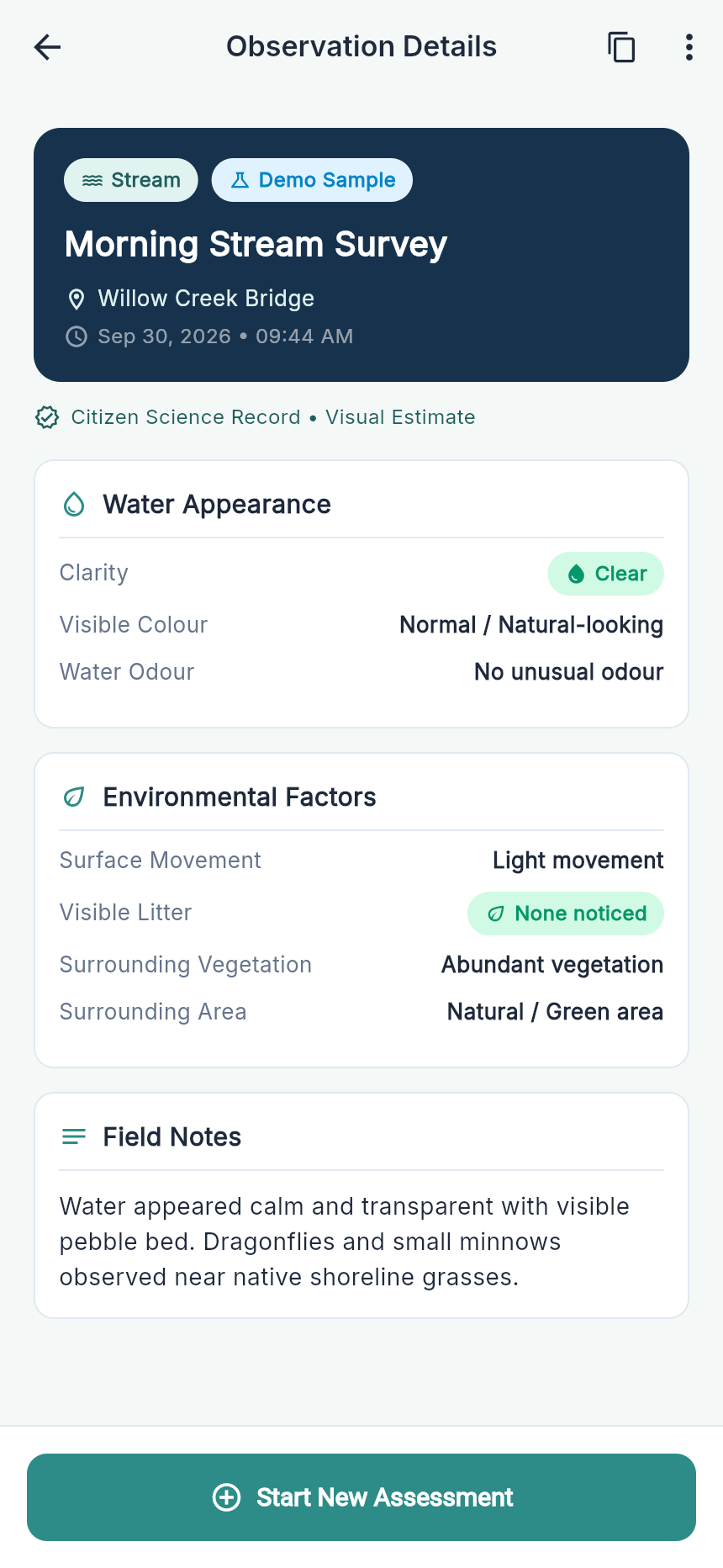 Observation Detail Screenshot
